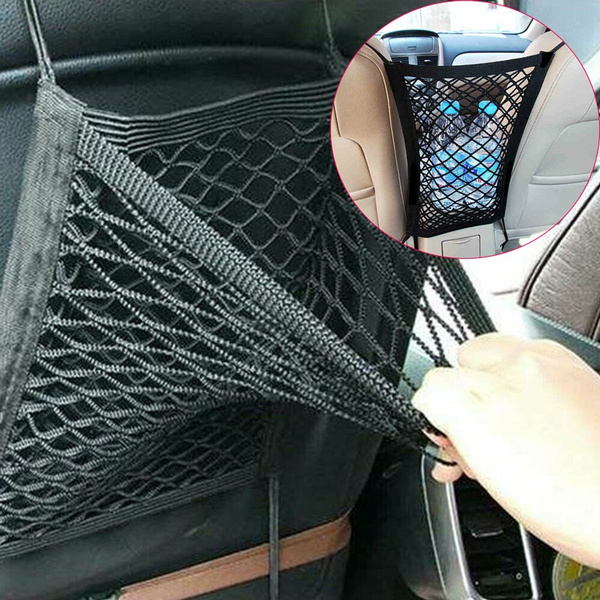 Universal Car Seat Storage Mesh/Organizer Mesh Cargo Net Hook Pouch Holder  for Bag Luggage Pets Children Kids Disturb Stopper