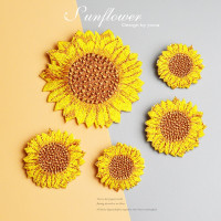 LIN/&Dog Sunflower Embroidery Patches 12 Pcs Iron and Sew On Applique Badge for Clothes Jeans Jacket Hat Dress DIY Accessories(Sewing-Free)