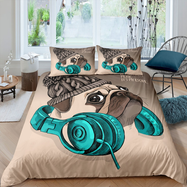 Cute Pooch Pug Puppy Dog Bulldog Duvet Quilt Cover Bedding Set & Pillowcases 