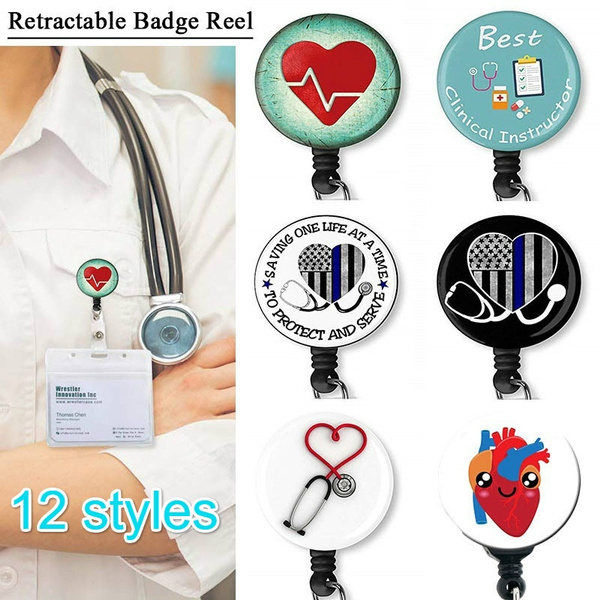 New 12 Styles Doctors Nurses Students Retractable Badge Reel Hospital  Medical Practitioner Exhibition ID Name Card Badge Holder Office Supplies