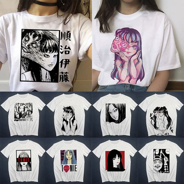 Japanese Manga Junji Ito T Shrit Women Horror Anime Graphic T Shirts ...