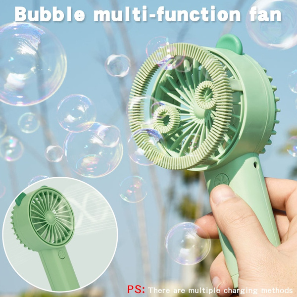 Mini Fan Bubble Blower Gun Summer Funny Kids Soap Water Outdoor Blowing Toy 