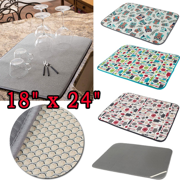 Microfiber Dish Drying Mat Extra Large 18 x 24 Tableware Drying Mat For  Kitchen Mat Dish Drying Drainer