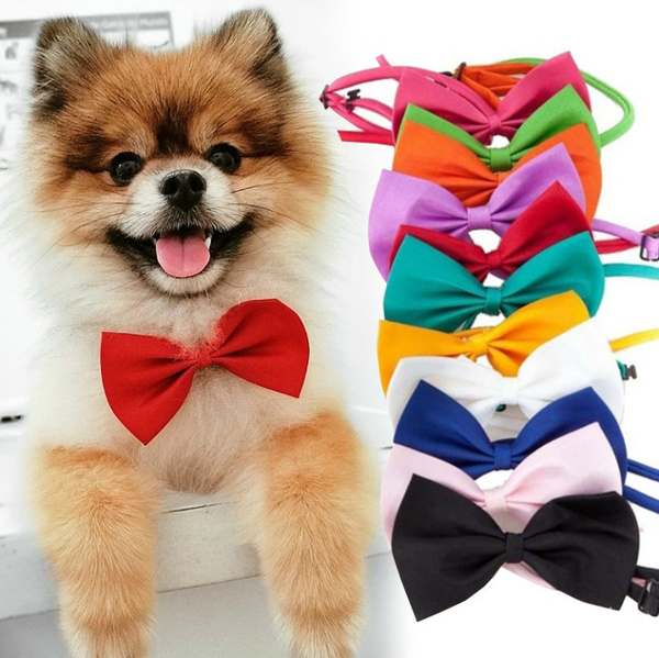 Assorted Color Puppy Neckties Cat Collars 50Pcs Dog Bow Ties with Adjustable Collar Pet Grooming Accessories