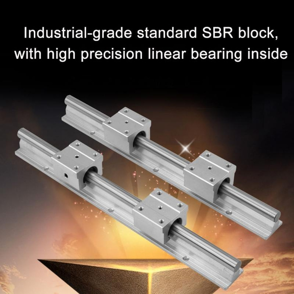 2Pcs 300mm12mm SBR12UU Linear Slide Rail Shaft Shaft Linear Rail Linear Slide Rail 4Pcs Bearing Slide Block 