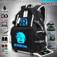 roblox game cartoon printed canvas backpacks with usb charge boys and girls bookbag students school bag youth luminous campus bags glow in dark
