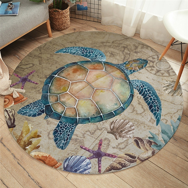SUN-Shine Retro Nautical Map Kitchen Rugs and Mats 2 Pieces,Watercolor Sea Turtle Decorative Carpet Floor Mat for Home Holiday Runner Bathroom Non Slip Doormat