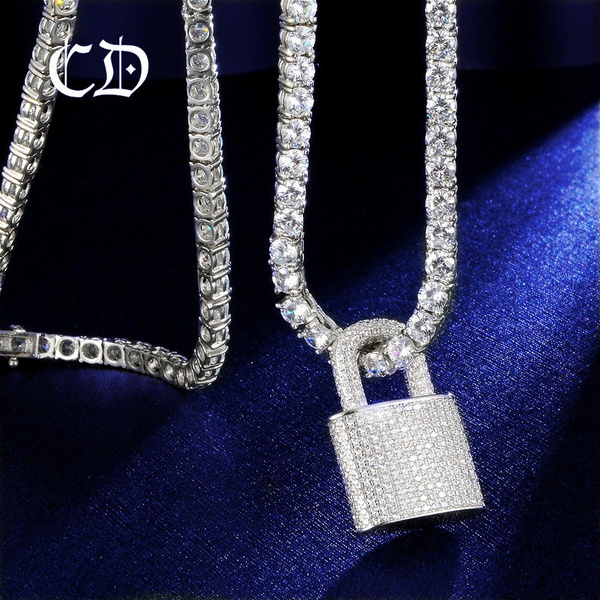 diamond padlock pendant