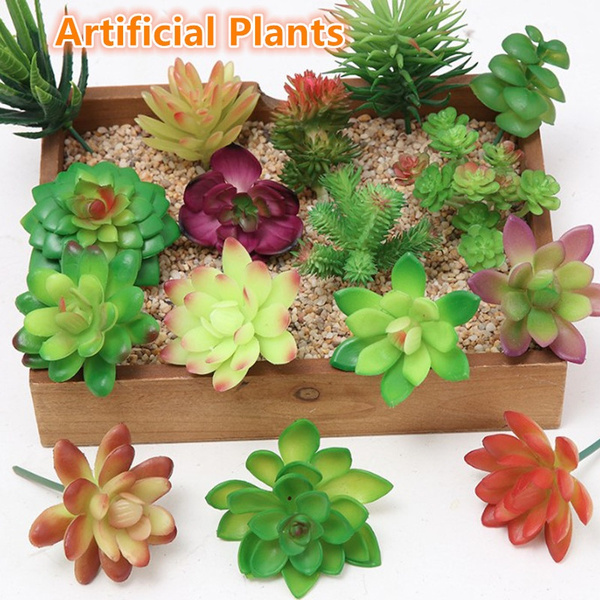 Mini Artificial Succulents Plant Garden Miniature Fake Cactus Home Floral Decor