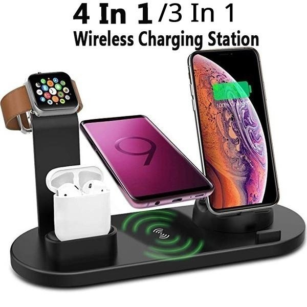 Wireless charger 4 in 1 charging station for apple wireless charging pad stand with apple watch charger online stand