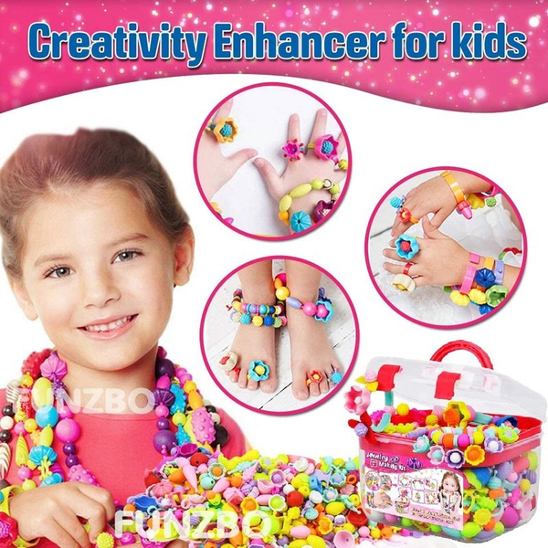 Joyking DIY Jewelry Kit for Necklace and Bracelet for Girls Art Crafts Gift Toys 85 Pieces Kids Pop Snap Beads Set