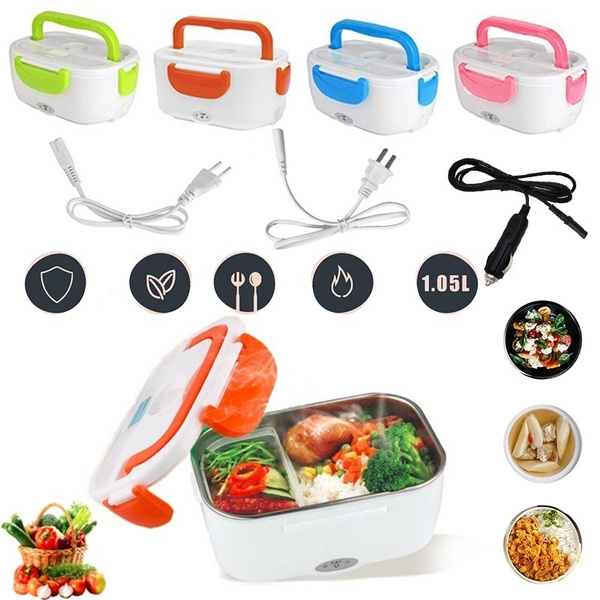 110V/220V 12V Portable Electric Heating Lunch Box Food-Grade Food Container  Food Warmer for Kids 4 Buckles Dinnerware Sets