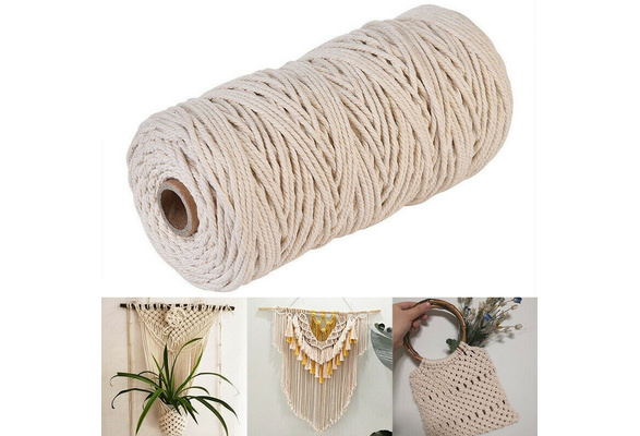 100m 100% Natural Beige Cotton Twisted Cord Crafts Macrame Artisan String DIY AY