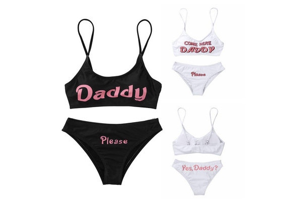 Women's Yes Daddy Bra and Panty Set Sexy Bathing Suits Bikini