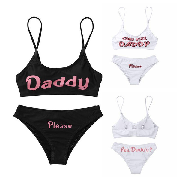 Women's Yes Daddy Bra and Panty Set Sexy Bathing Suits Bikini