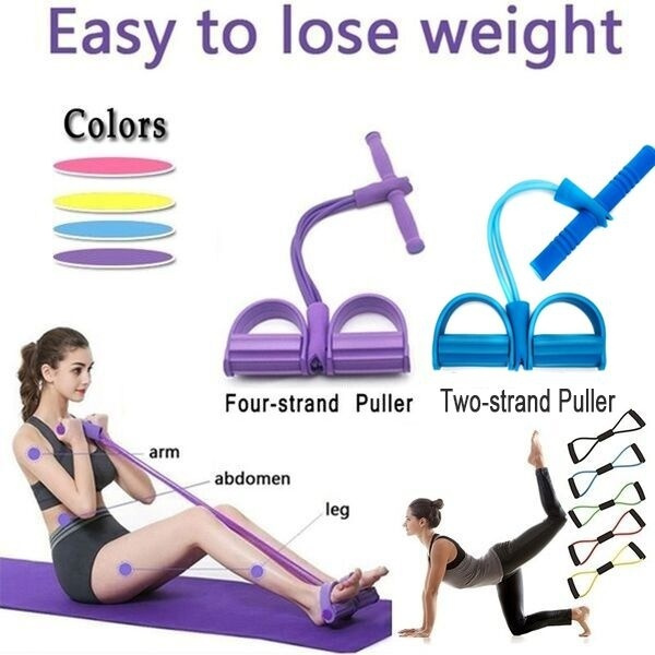 VOANZO Abdominal Fitness Rally Pedal Puller Sit-up Trainer, Latex Pull Rope Fitness Equipment Abdominal Exerciser Sports Four-Leg Rope (Red) : Buy Online at Best Price in KSA - Souq is now