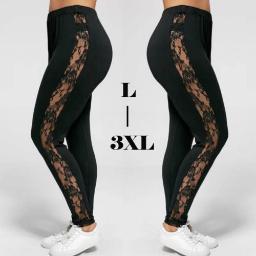 Leggings with lace side cheap panel