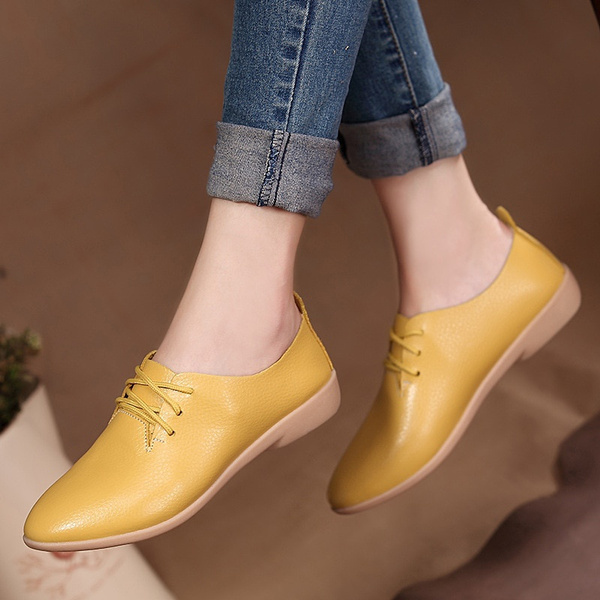 Zapatos Planos De Mujer Zapatos Oxford únicos, Zapatos Planos De Mujer De  Cuero, Mocasines Casuales De Color Sólido, Zapatos De Mujer, Tenis Femenino  | Wish