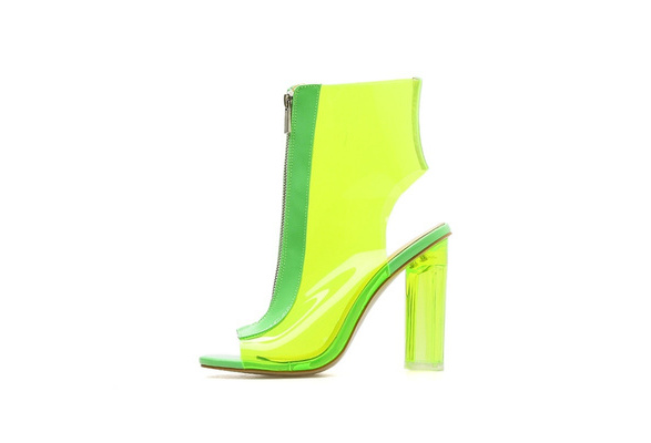 neon green and clear heels