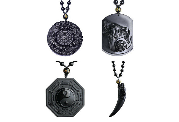 Obsidian yin yang on sale necklace