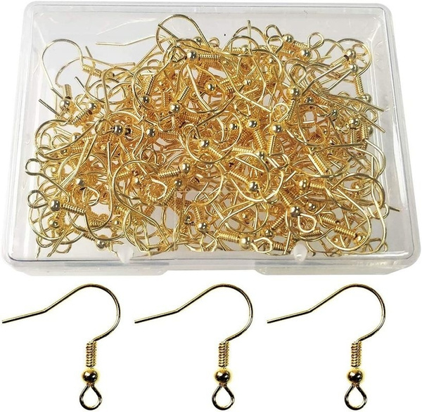 120pcs Earring Hooks with Ball and Coil, Hypo Allergenic Plated Silver Ear  Wires with Transparent Storage Box, for DIY Jewelry Making Hypoallergenic Earring  Fish Hooks Connectors 18mm Ear Wires (Color:Silver/Gold )