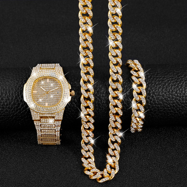 gold watch and chain set