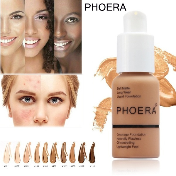 PHOERA Foundation Professional Makeup Full Coverage Fast Base Brighten  long-lasting Shade