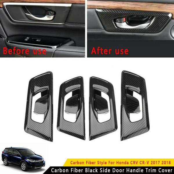 4PCS Black ABS Inner Door Bowl Handle  Cover Trim For Honda CRV 2017-2019