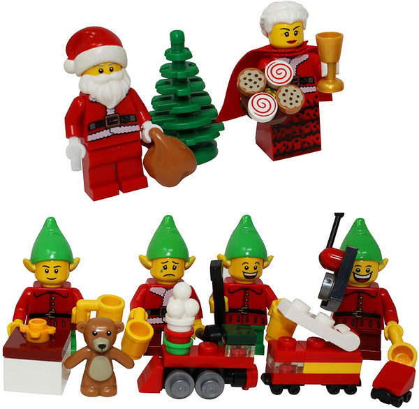 Male Santa Helper Minifig w/Green Short Legs NEW Lego Red CHRISTMAS BOY ELF 