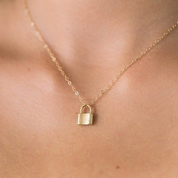 Tiny Lock Padlock Charm Necklace