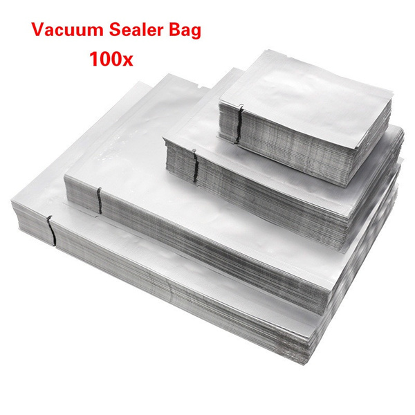 100pcs Silver Aluminum Foil Vacuum Sealer Mylar Bags Food Saver Bag Storage  Pouches