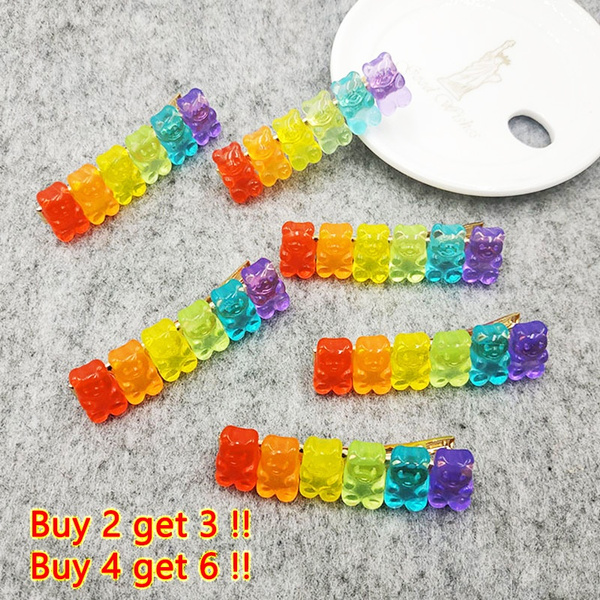 Handmade Lovely Rainbow Colorful Candy Hair Clip Gummy Bear Hair Pins  Barrettes Hairpin Hair Accessories for Women Girls Jewelry Gift