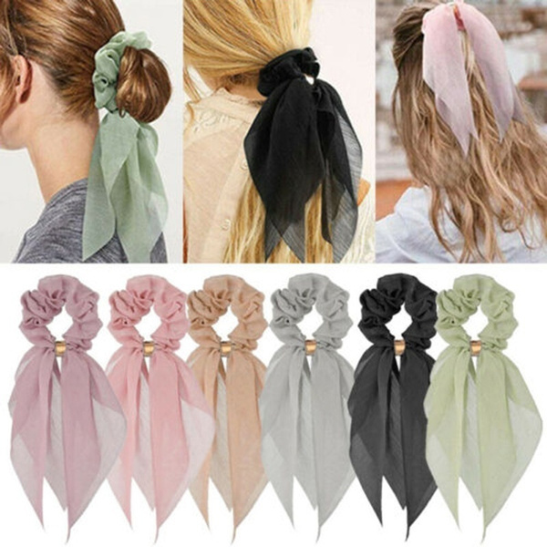 Women Rubber Bands Tiara Satin Ribbon Bow Hair Band Rope Scrunchie Ponytail  Holder Elastic Gum for Hair Accessories | Wish