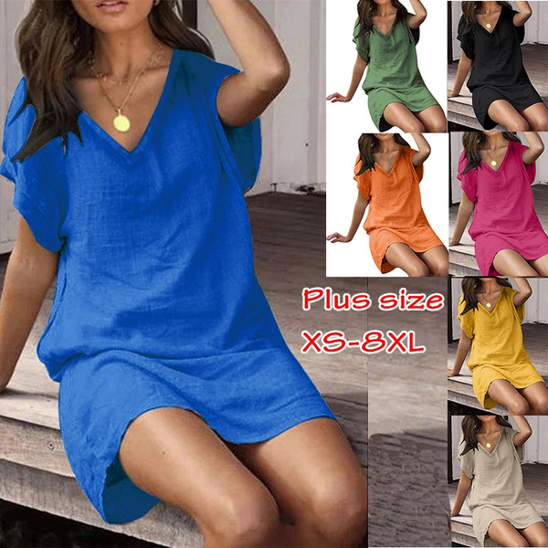 Plus size short clearance sleeve dresses for summer