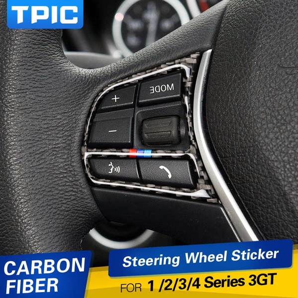 TPIC Auto Zubehör Innen Carbon Fiber Lenkrad Tasten Rahmen Auto Aufkleber  Abdeckungen Für 1/2/3 /4 serie 3GT Styling