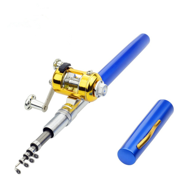 Aluminum Alloy Fishing Rod Reel Combo Set Telescopic Pocket Pen+Lures Baits B2G2 