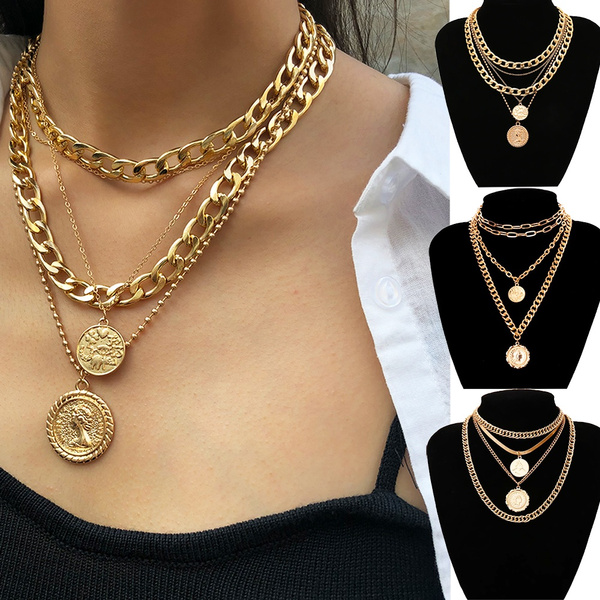 Chunky Necklace Thick Chain Cuban Necklace Curb Chain Layering