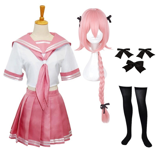 Pink Fate FGO Apocrypha Astolfo Cosplay Costume Sexy Skirt Shirt