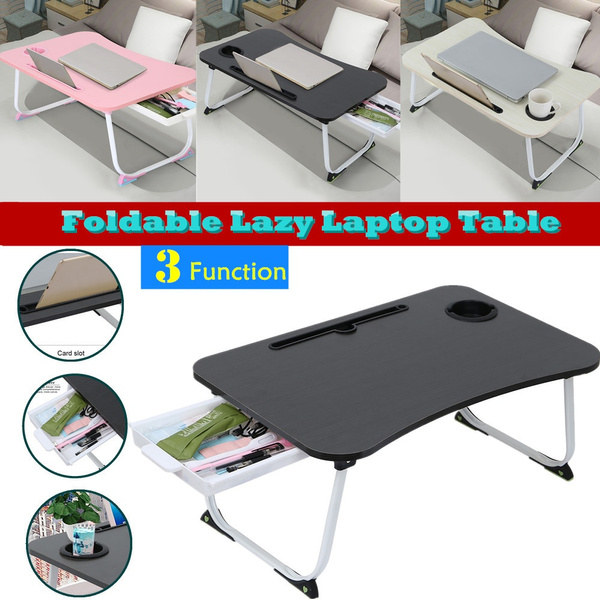 Large Bed Tray Foldable Portable Multifunction Laptop Desk Lazy Laptop Table US 