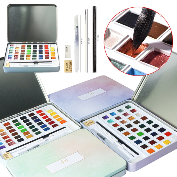 12 Colors Solid Watercolor Paint Set For Beginner, Artistic Drawing  Painting