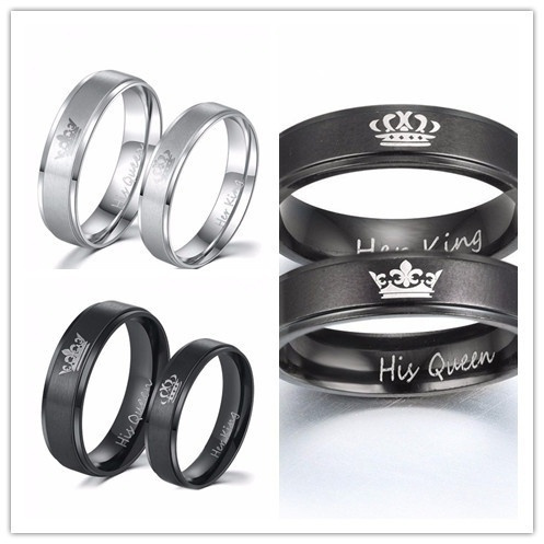 1pcs Size 5-13 men women couples Titanium Steel Queen king crown ...