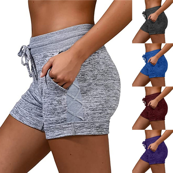 Fashion Women Yoga Shorts Solid Color Tight-fitting Hip Bottom