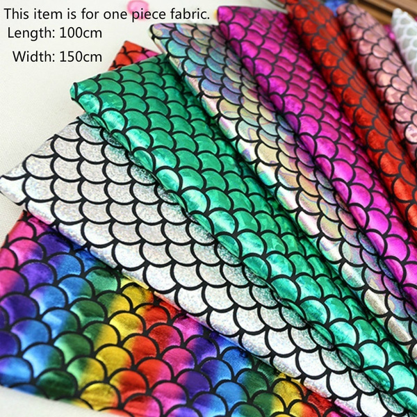 Metallic Fabric Fish Scale Stretch Glitter Cloth Dress Costume Decor ...