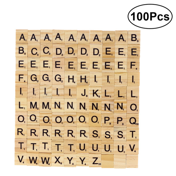 100pcs Letters Blocks Diy Square 26 Alphabet Handicraft Chips Prelearning Toy Blocks For Crafts Spelling Wish