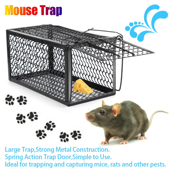Large Mouse Trap Metal Steel Rat Catching Cage Pest Control Mice Catcher  Household Rodent Killer Black Metal Steel Household Rodent Killer Mouse Trap  Rat Catching Cage Pest Control Mice Catcher