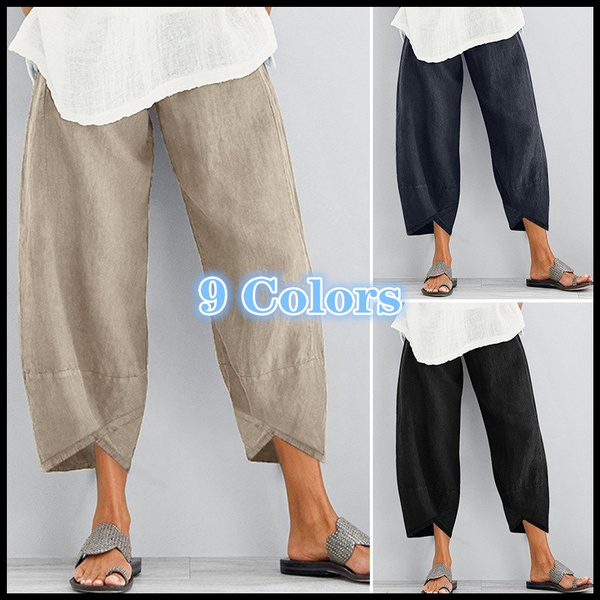 Womens Casual Loose Cotton Wide Leg Pants Solid Color Linen Wide Leg  Trousers Bershka Office Pants Lady Thin Summer From Blueberry12, $13.01 |  DHgate.Com