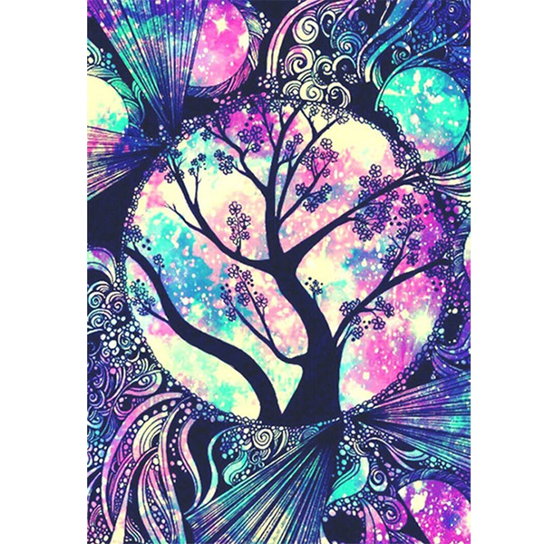 DIY 5D Blue Tree Diamond Painting Full Drill Embroidery Kits Arts Decors Gifts