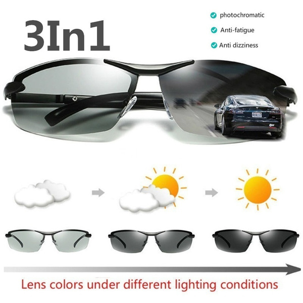 Polarized Photochromic Sunglasses Men's UV400 Driving Transition Lens ...