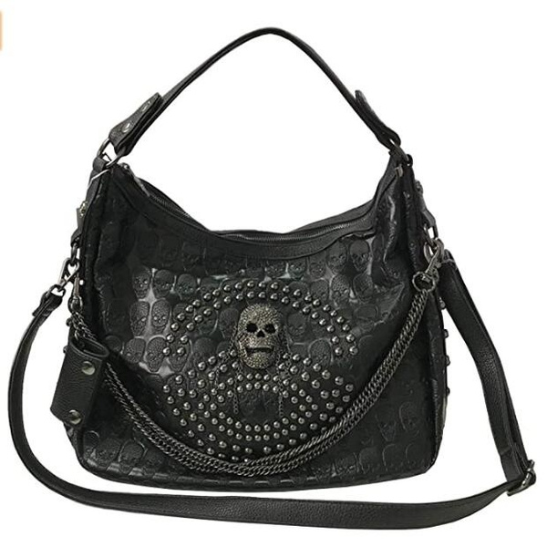 Women Skull Chain Handbag Large Capacity Gothic Shoulder Bag