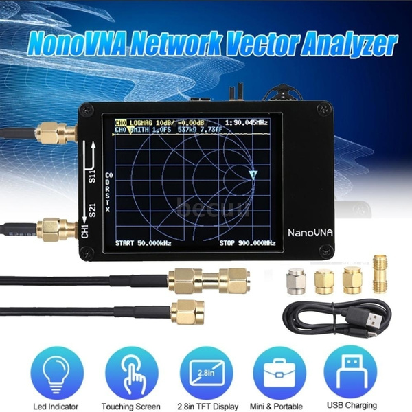 NanoVNA 2.8"LCD display Vector Network Analyzer 50KHz-900MHz HF/VHF/UHF Antenna 